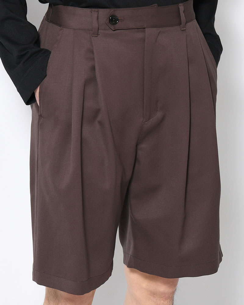 2TUCK EASY SHORTS -BROWN-
