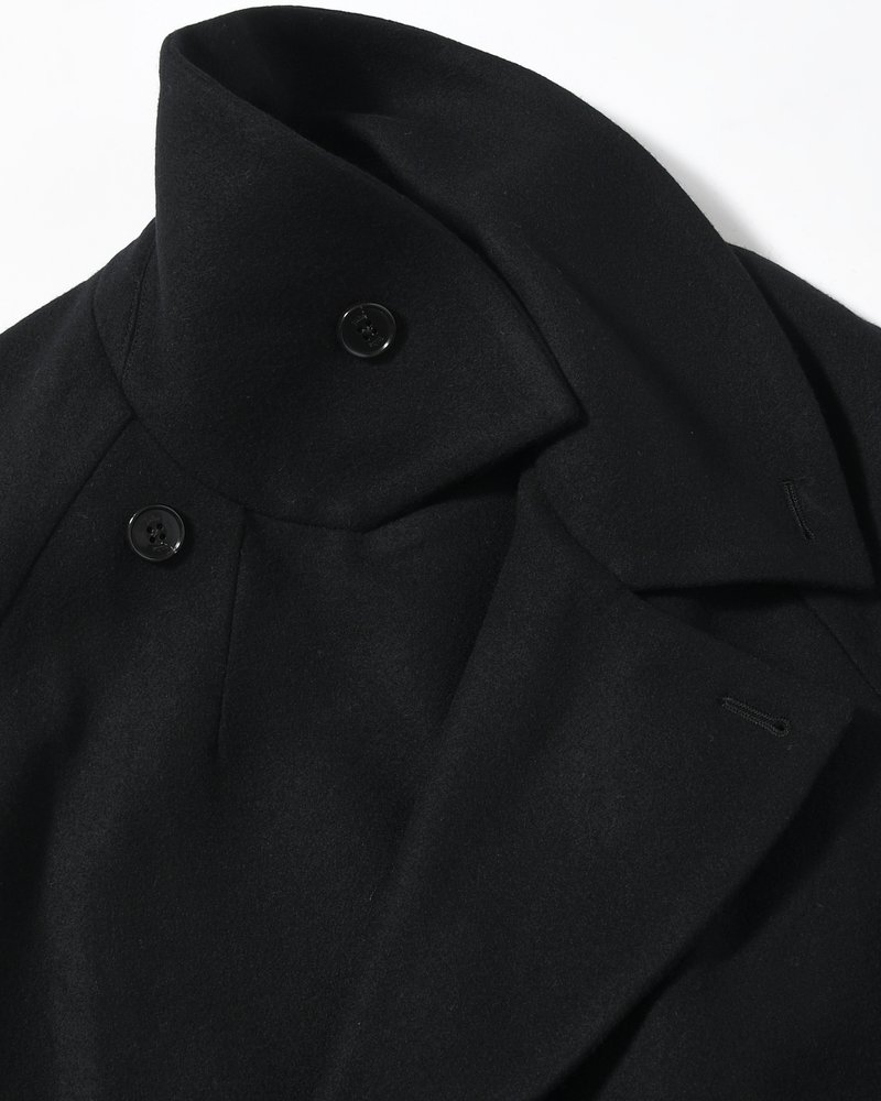 BELTED OVER COAT -BLACK-