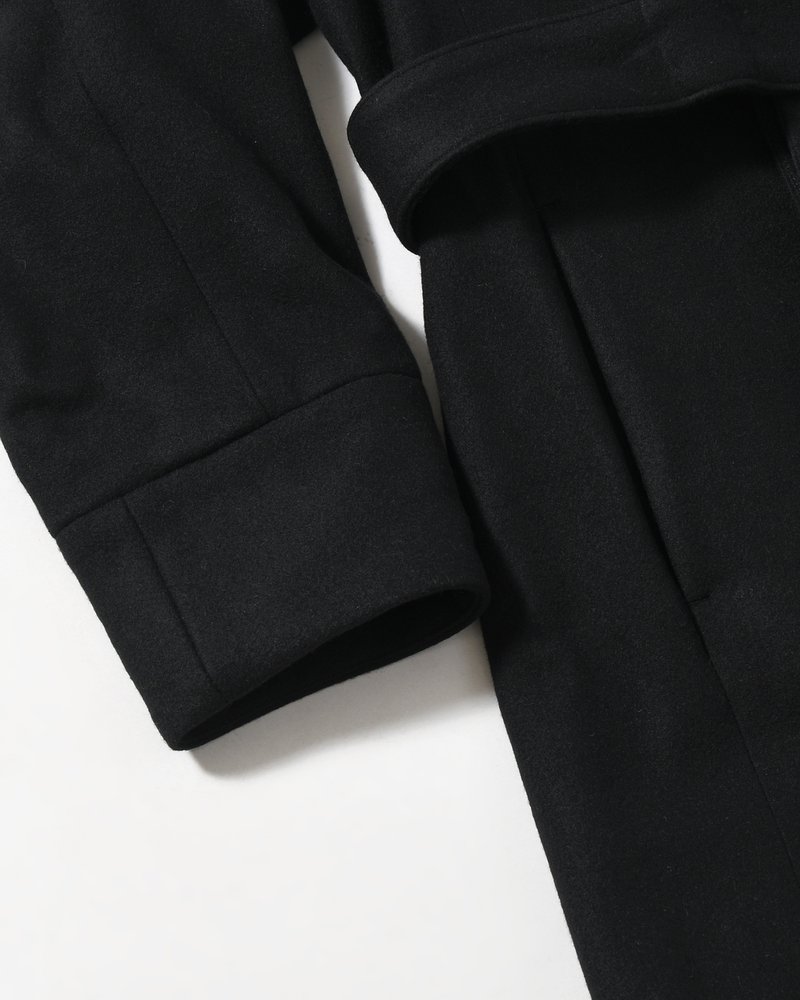 BELTED OVER COAT -BLACK-
