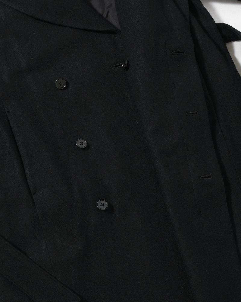 BELTED OVER COAT -BLACK-