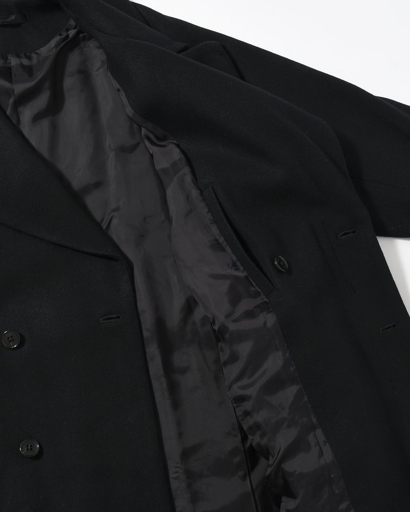 BELTED OVER COAT -BLACK-