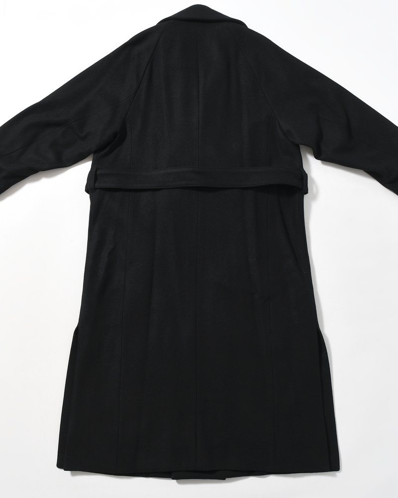 BELTED OVER COAT -BLACK-