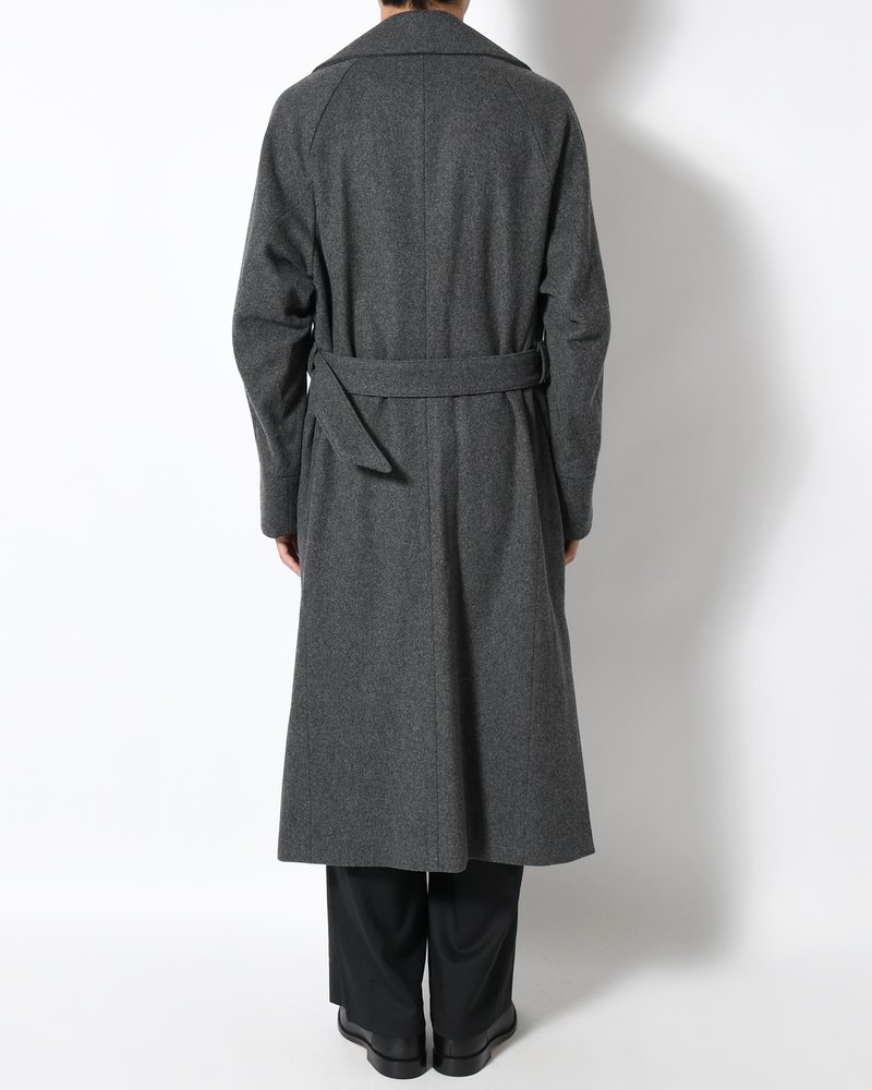 BELTED OVER COAT -GRAY-