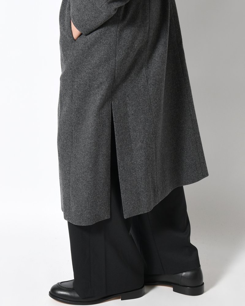 BELTED OVER COAT -GRAY-