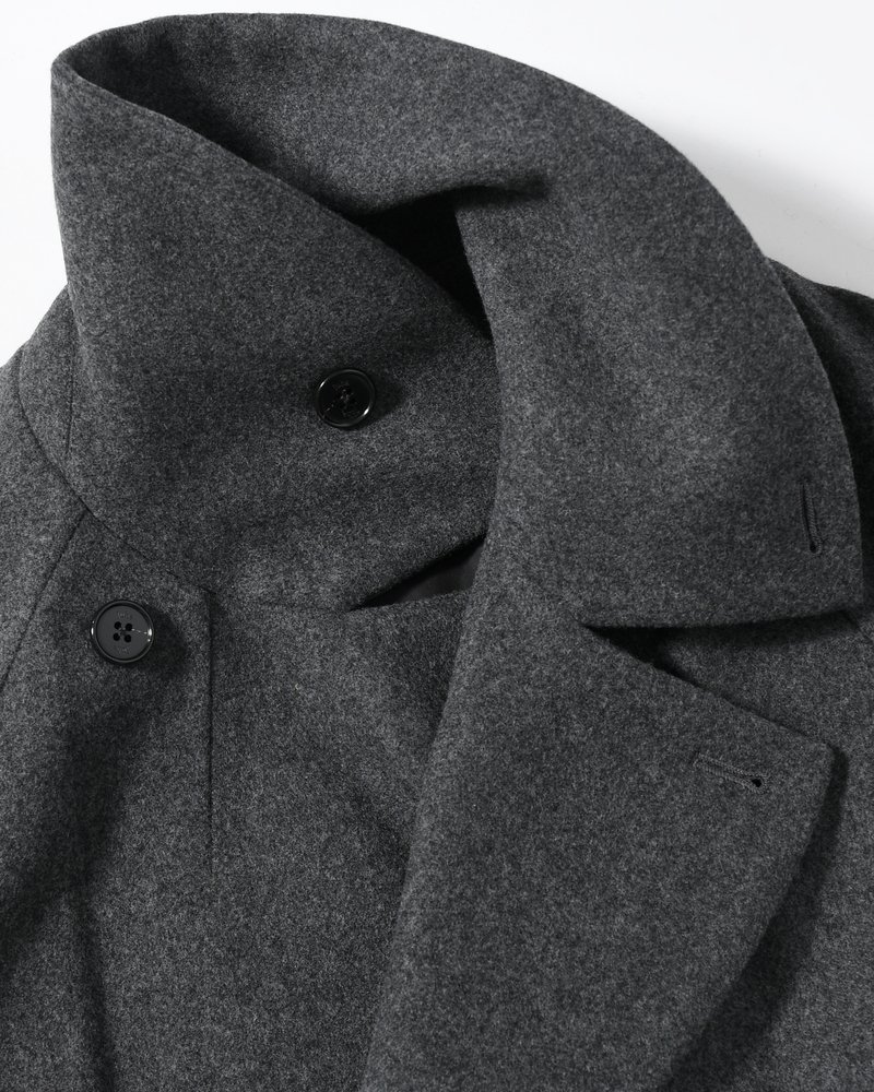BELTED OVER COAT -GRAY-