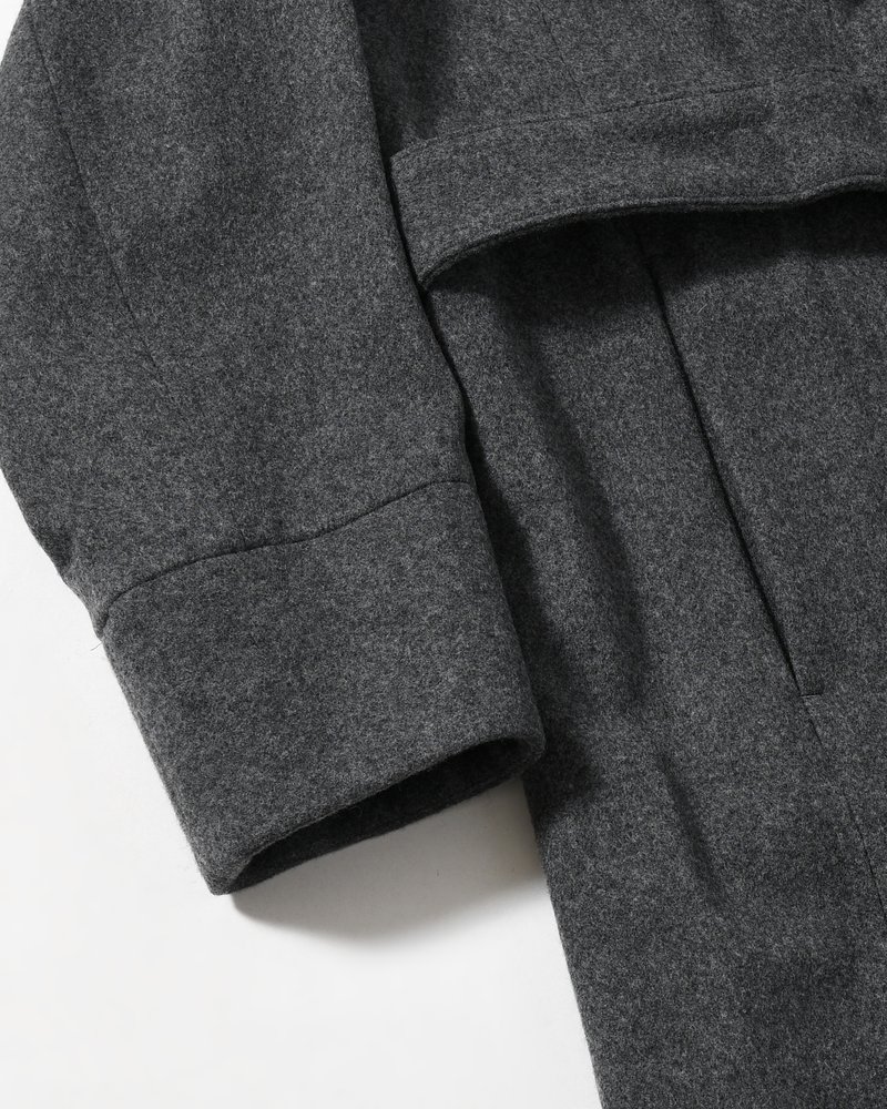 BELTED OVER COAT -GRAY-