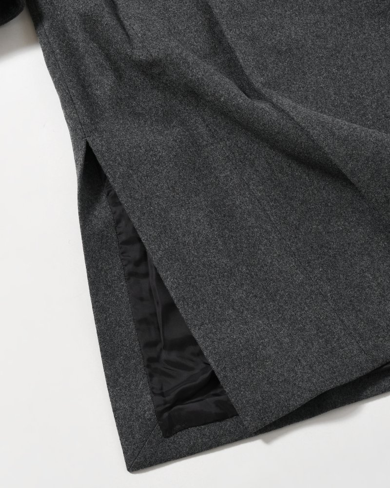 BELTED OVER COAT -GRAY-