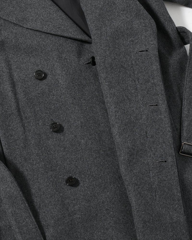 BELTED OVER COAT -GRAY-