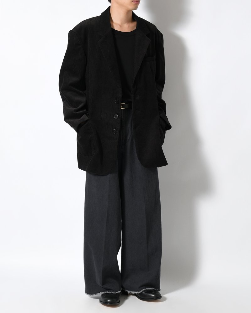 OVERSIZED CORDUROY JACKET -BLACK-