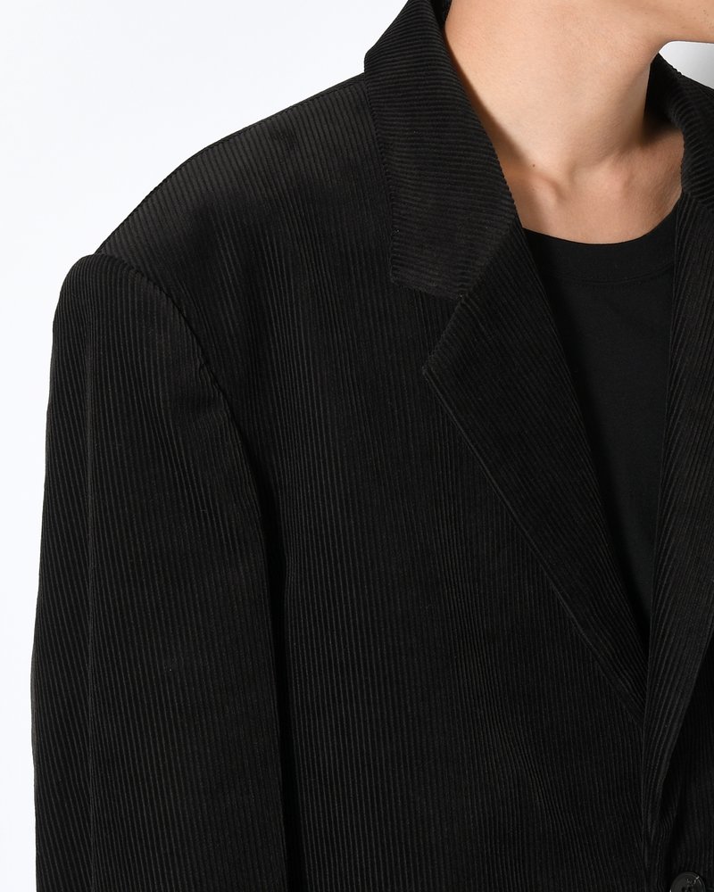 OVERSIZED CORDUROY JACKET -BLACK-