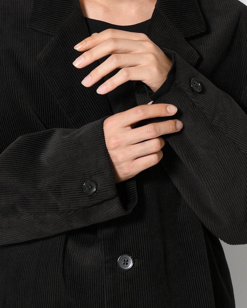 OVERSIZED CORDUROY JACKET -BLACK-