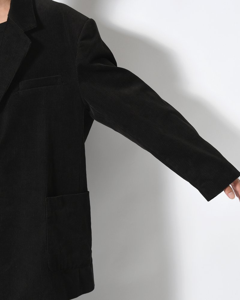OVERSIZED CORDUROY JACKET -BLACK-