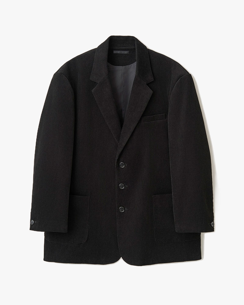 OVERSIZED CORDUROY JACKET -BLACK-