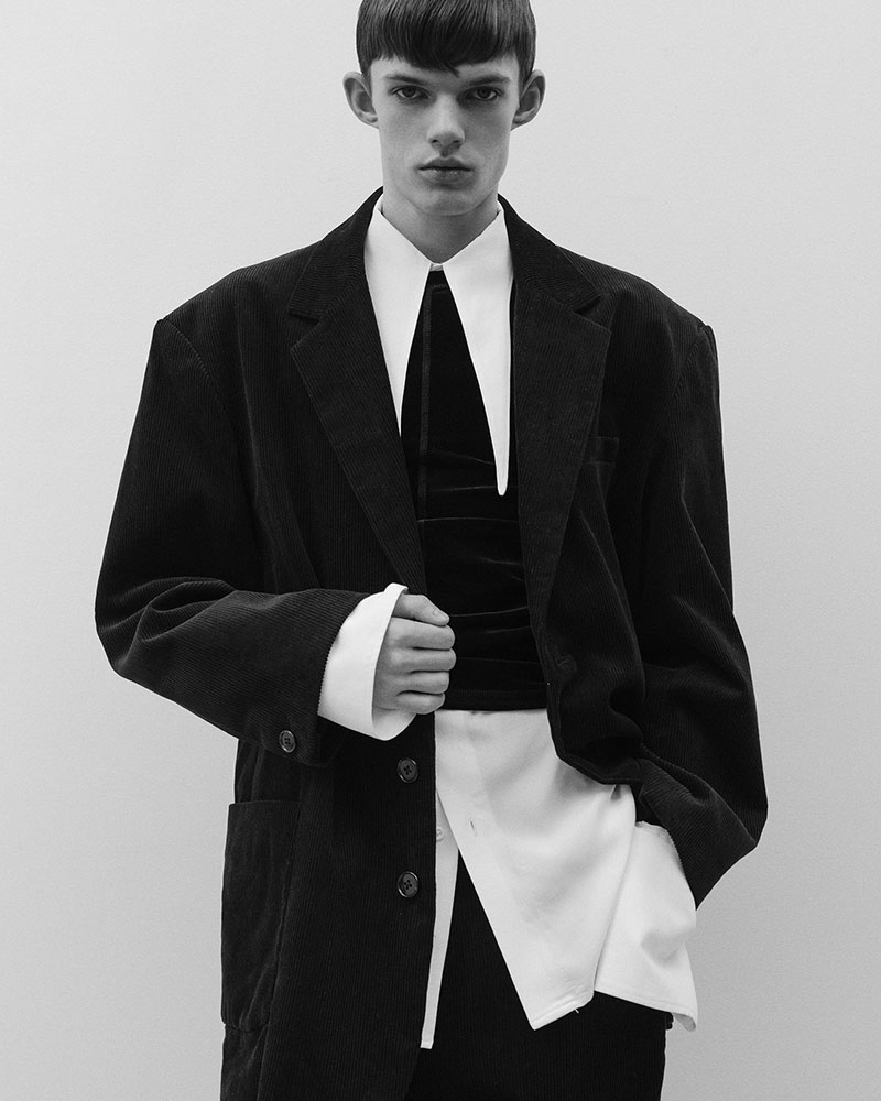 OVERSIZED CORDUROY JACKET -BLACK-