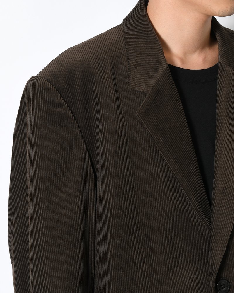 OVERSIZED CORDUROY JACKET -BROWN-
