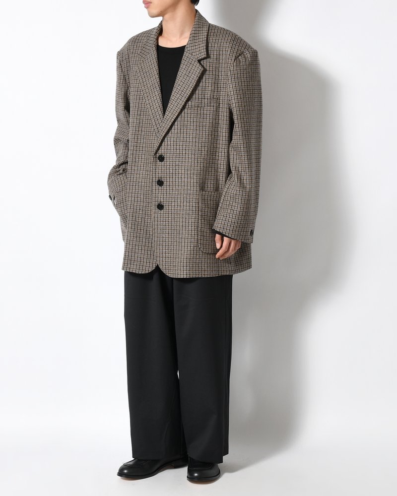 OVERSIZED CHECK JACKET -BEIGE-