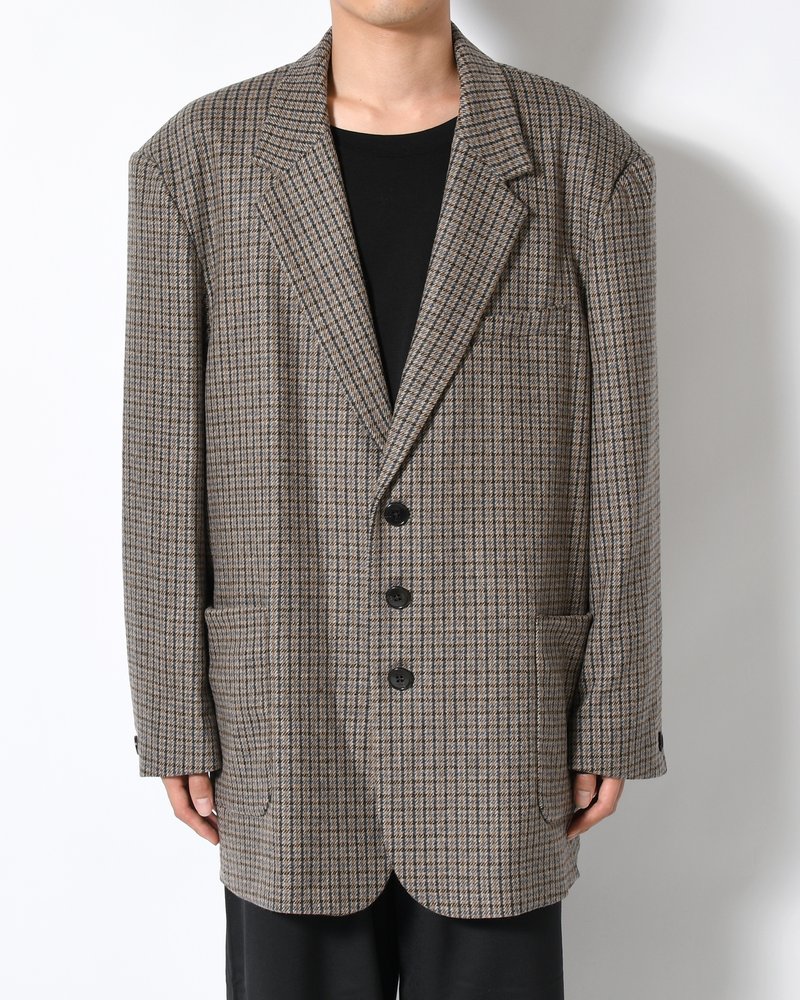 OVERSIZED CHECK JACKET -BEIGE-