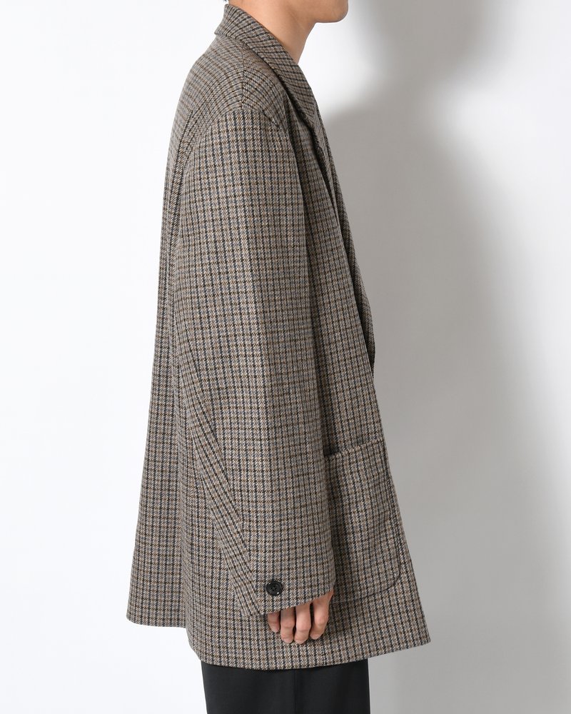 OVERSIZED CHECK JACKET -BEIGE-