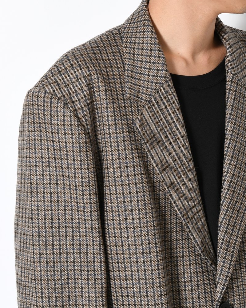 OVERSIZED CHECK JACKET -BEIGE-