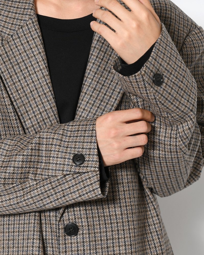 OVERSIZED CHECK JACKET -BEIGE-