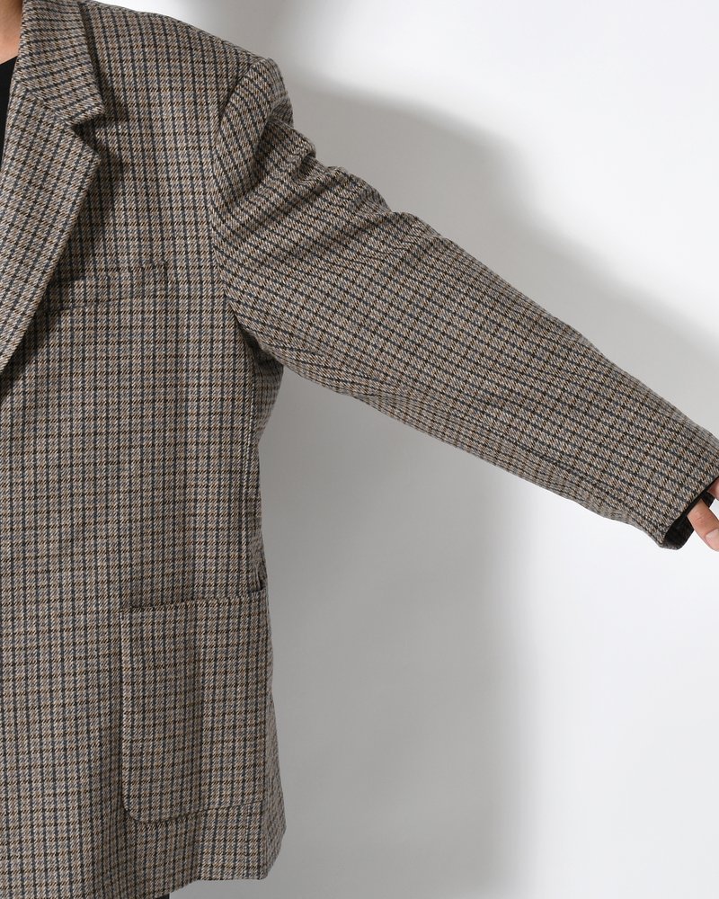OVERSIZED CHECK JACKET -BEIGE-