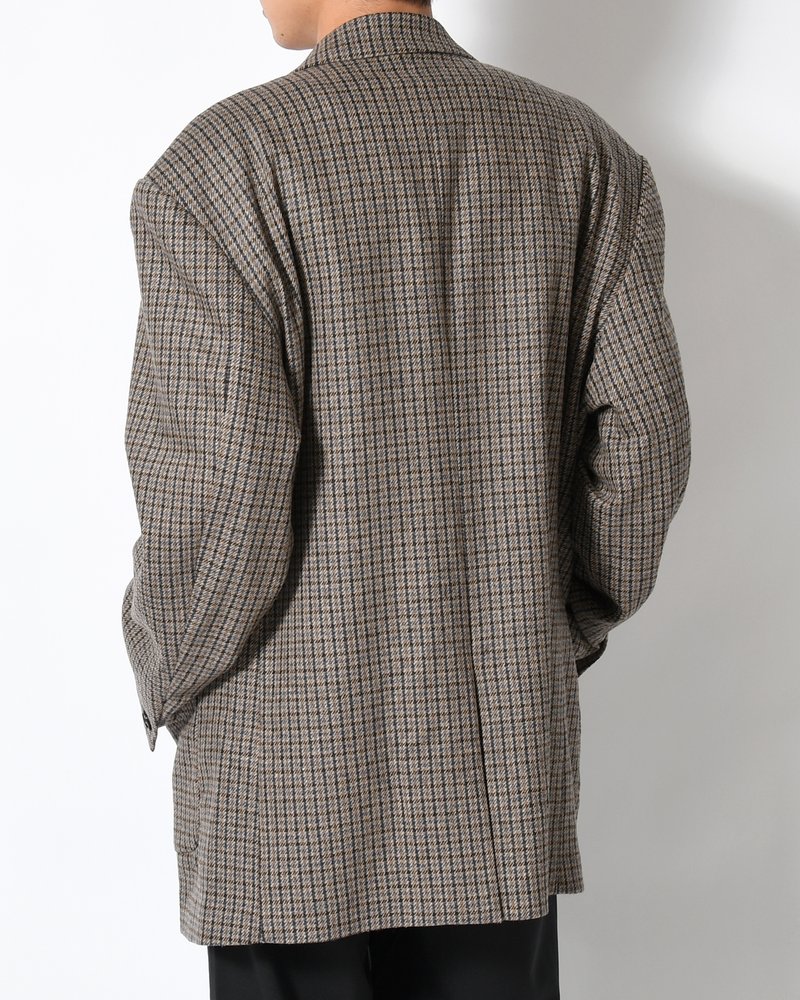 OVERSIZED CHECK JACKET -BEIGE-