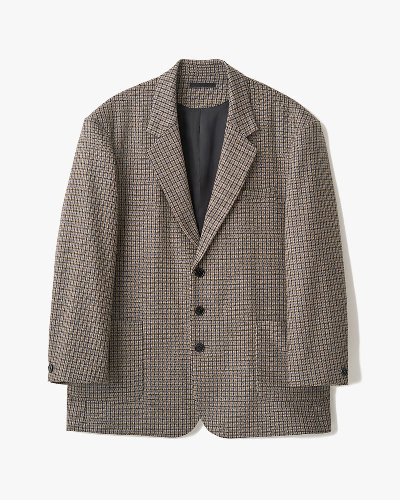 OVERSIZED CHECK JACKET -BEIGE-