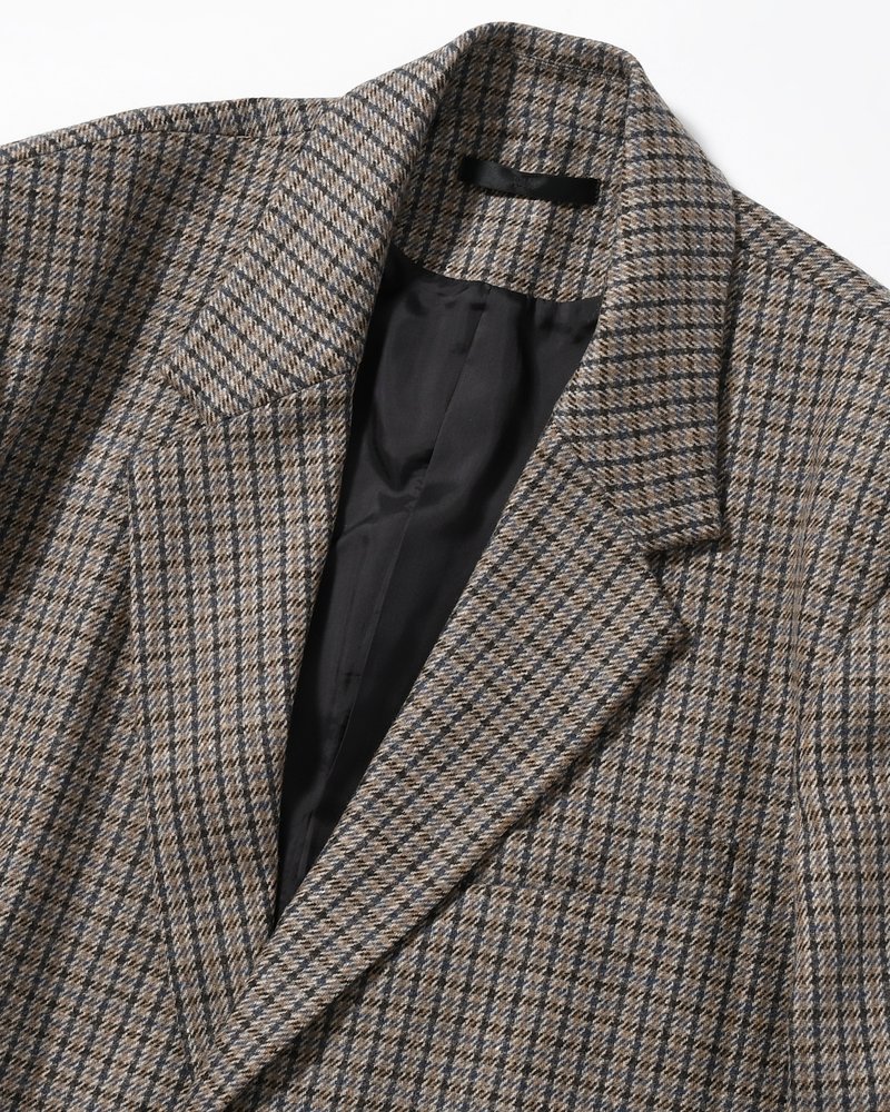 OVERSIZED CHECK JACKET -BEIGE-