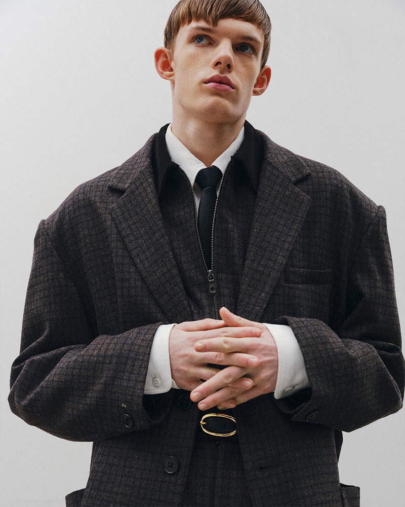 OVERSIZED CHECK JACKET -BEIGE-