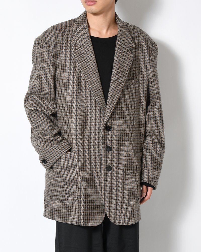 OVERSIZED CHECK JACKET -BEIGE-