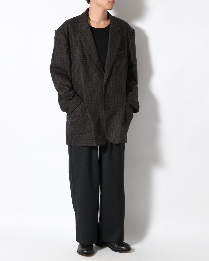 OVERSIZED CHECK JACKET -BROWN-