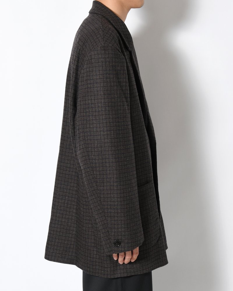 OVERSIZED CHECK JACKET -BROWN-