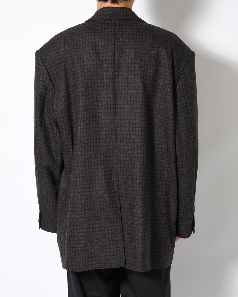 OVERSIZED CHECK JACKET -BROWN-