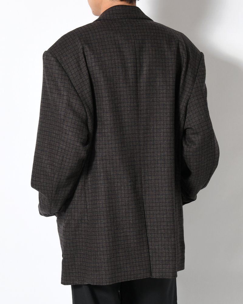 OVERSIZED CHECK JACKET -BROWN-