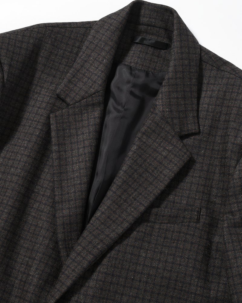 OVERSIZED CHECK JACKET -BROWN-
