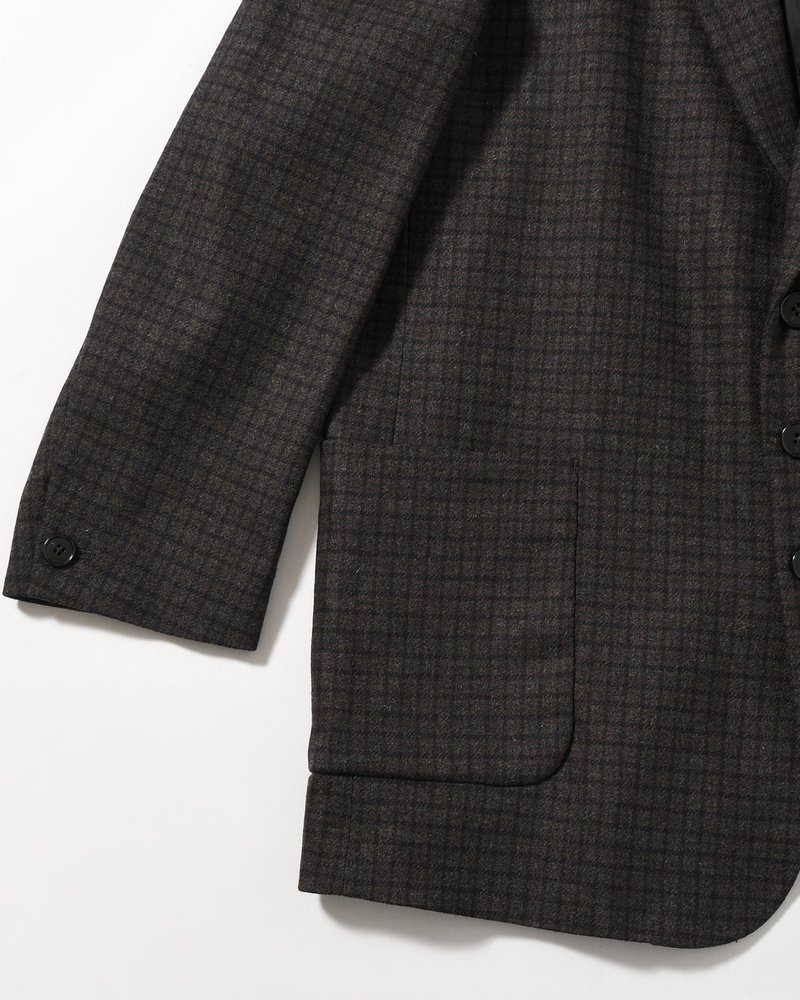 OVERSIZED CHECK JACKET -BROWN-