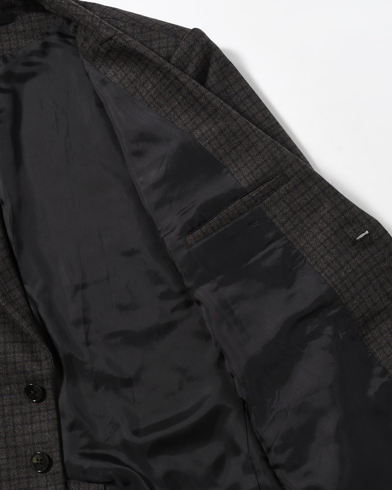 OVERSIZED CHECK JACKET -BROWN-