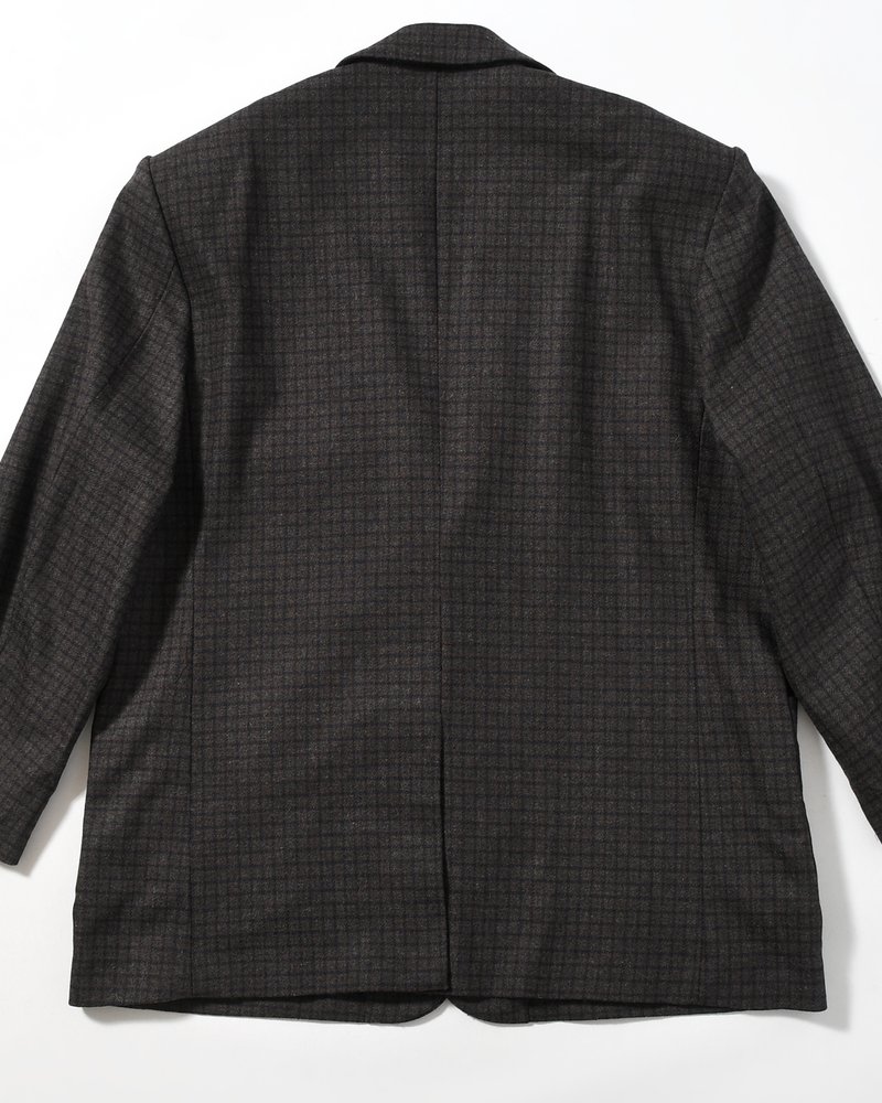OVERSIZED CHECK JACKET -BROWN-