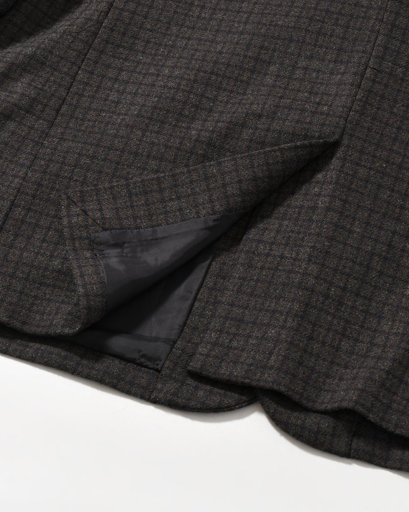 OVERSIZED CHECK JACKET -BROWN-