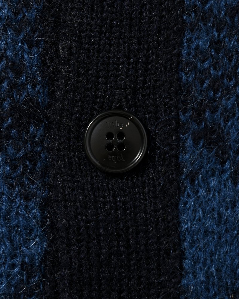 COLLARED ARGYLE CARDIGAN -NAVY-