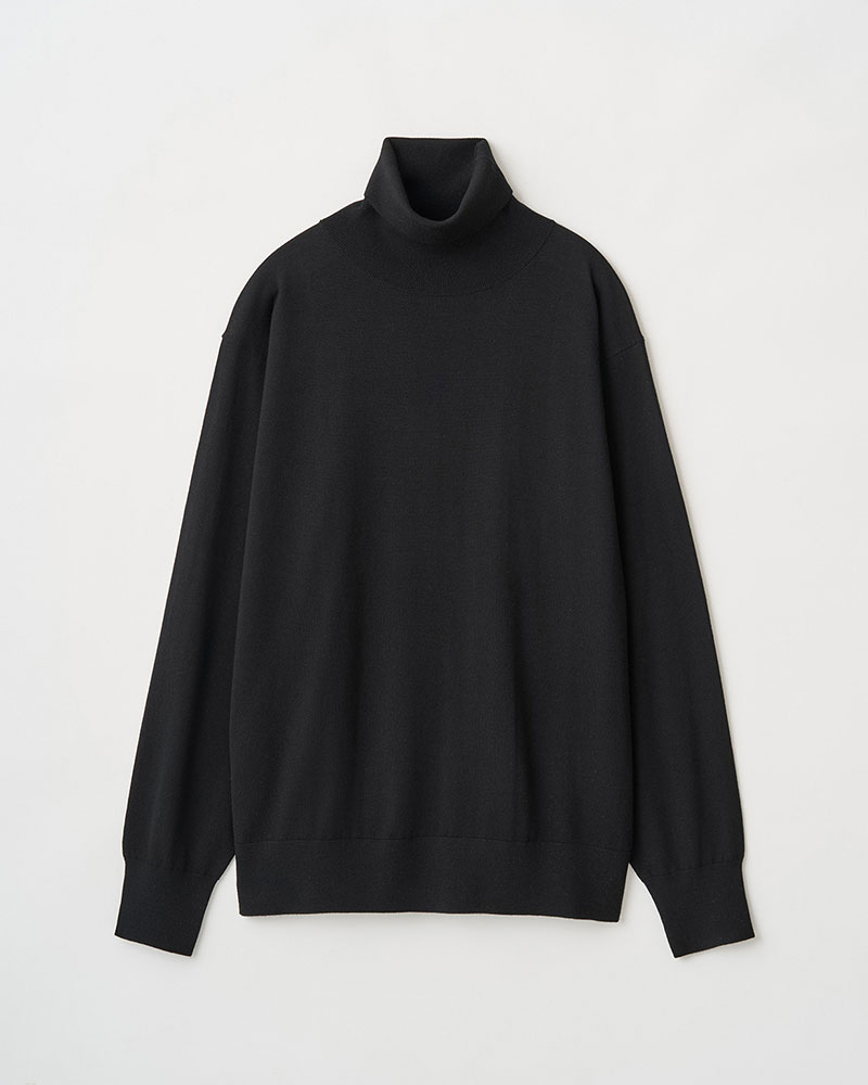 STRUCTURED TURTLENECK KNIT -BLACK-