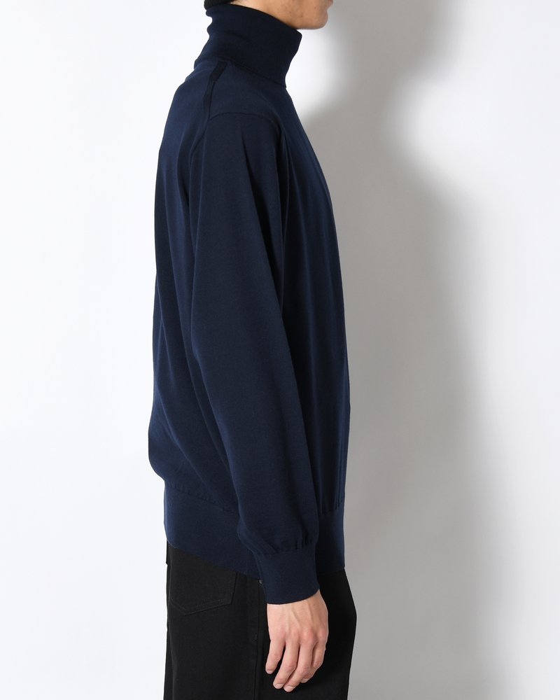STRUCTURED TURTLENECK KNIT -NAVY-