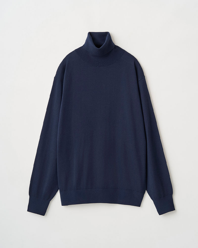 STRUCTURED TURTLENECK KNIT -NAVY-