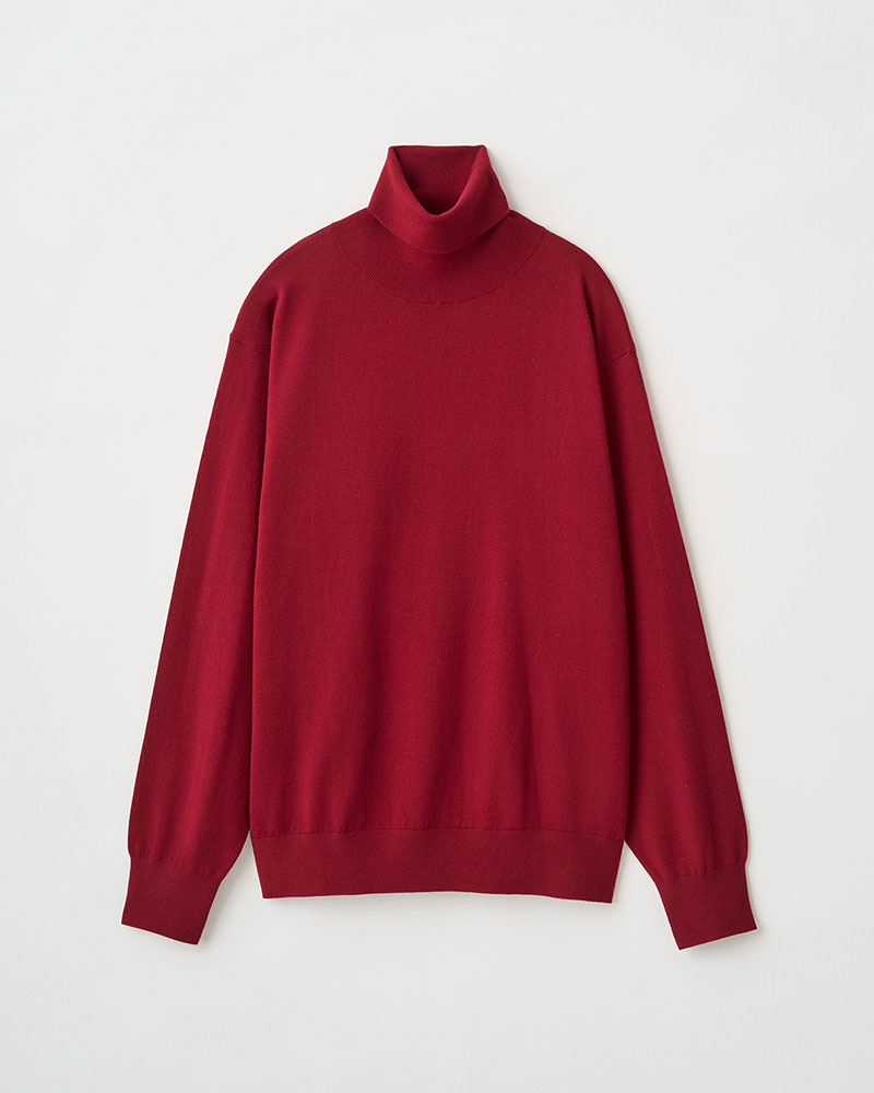 STRUCTURED TURTLENECK KNIT -RED-