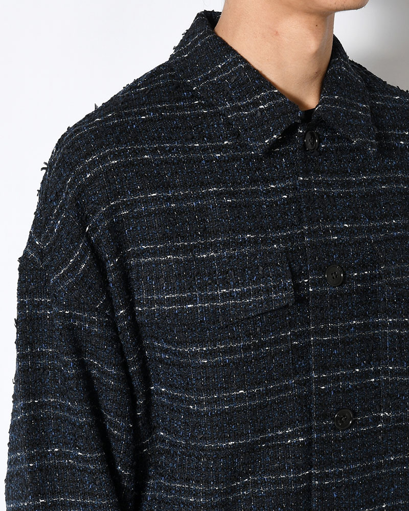 FANCY TWEED JACKET -NAVY-