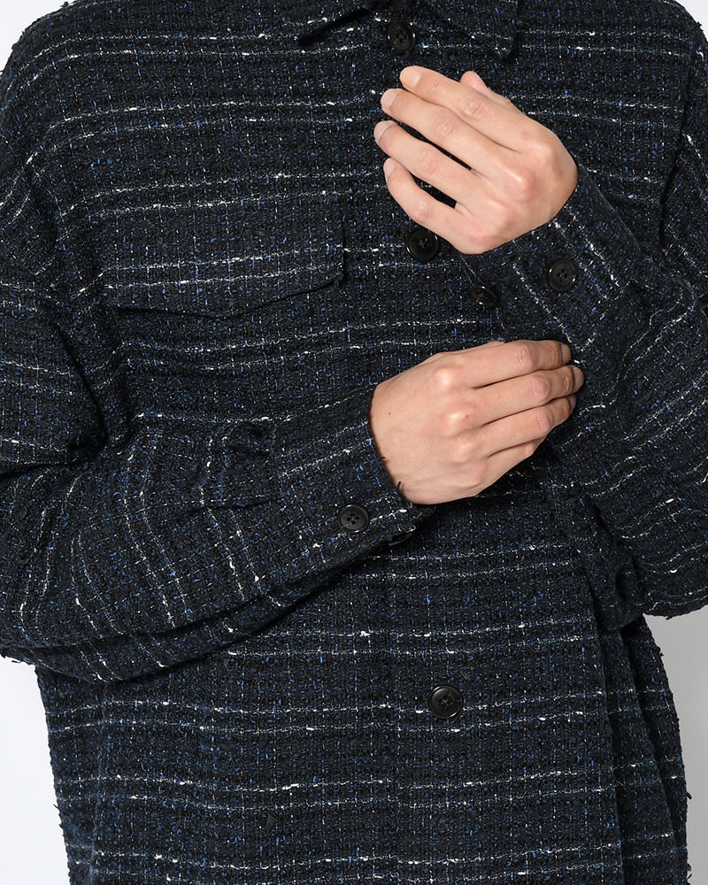 FANCY TWEED JACKET -NAVY-