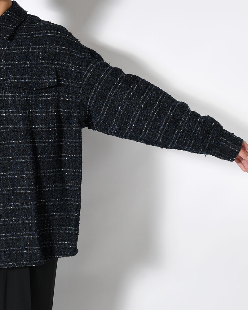 FANCY TWEED JACKET -NAVY-