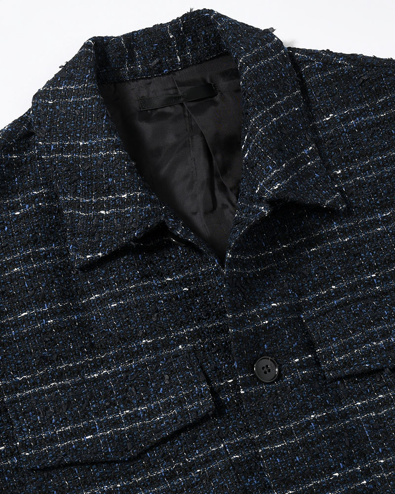 FANCY TWEED JACKET -NAVY-