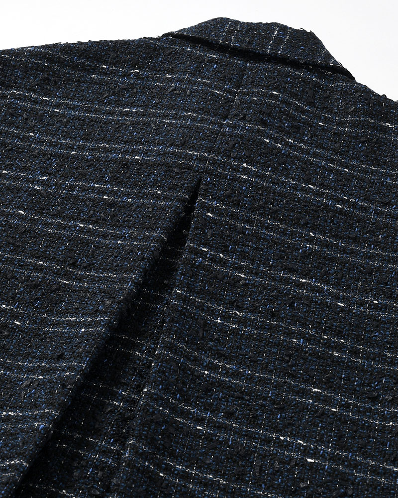 FANCY TWEED JACKET -NAVY-