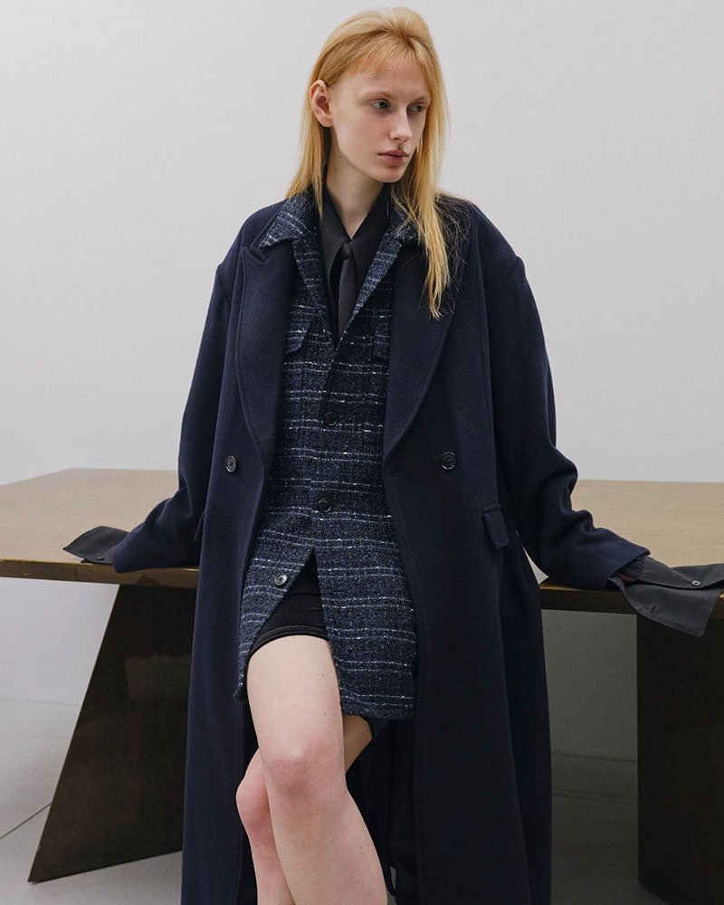 FANCY TWEED JACKET -NAVY-